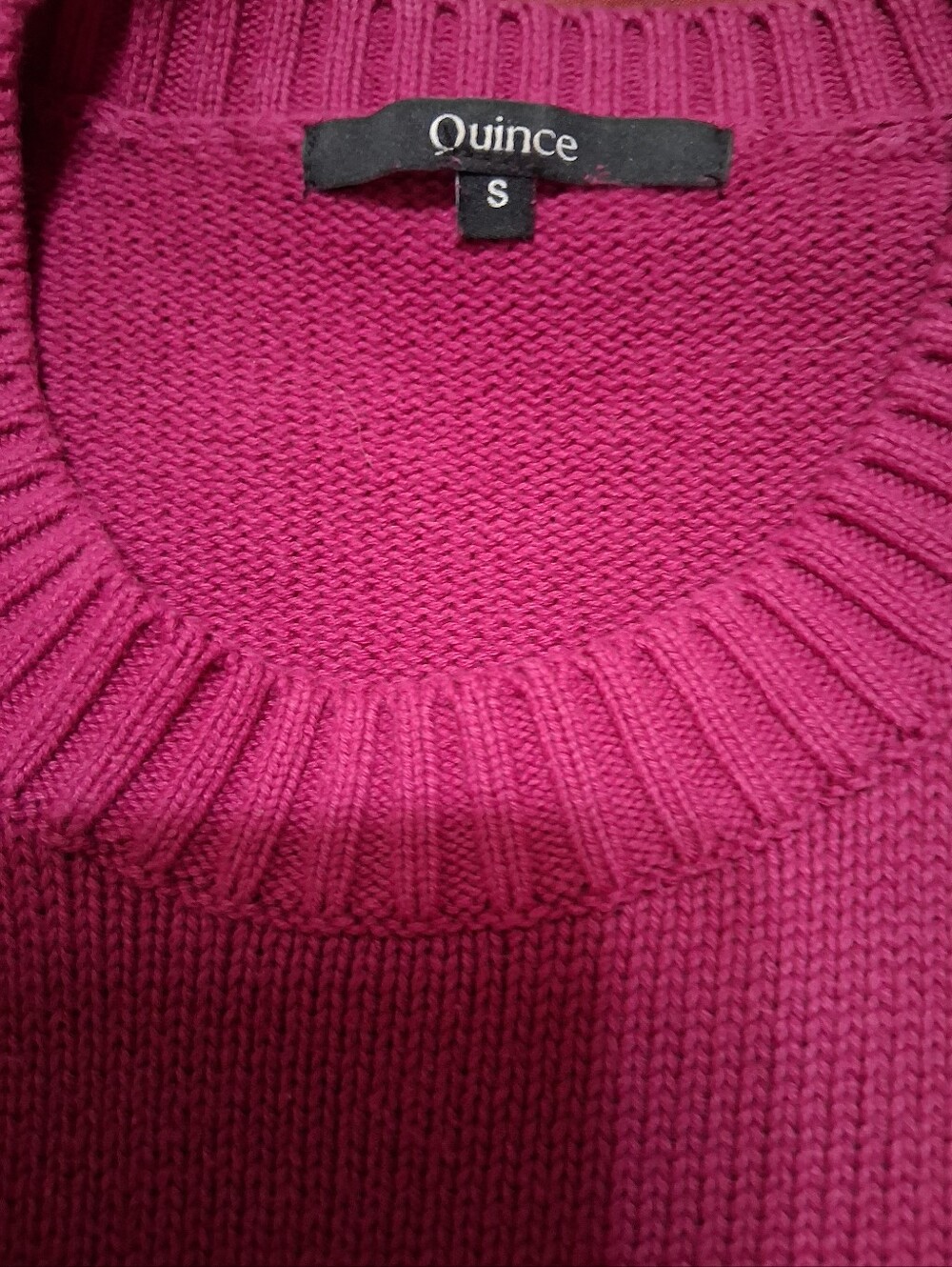 Quince women's sweater in a deep pink/magenta, Fisherman Crew, Small - Picture 5 of 6